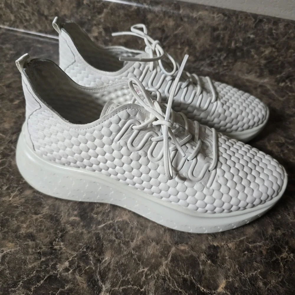 Ecco Therap Bubble Shoes White Low Top Lace up Sneaker EU 38 Womens READ